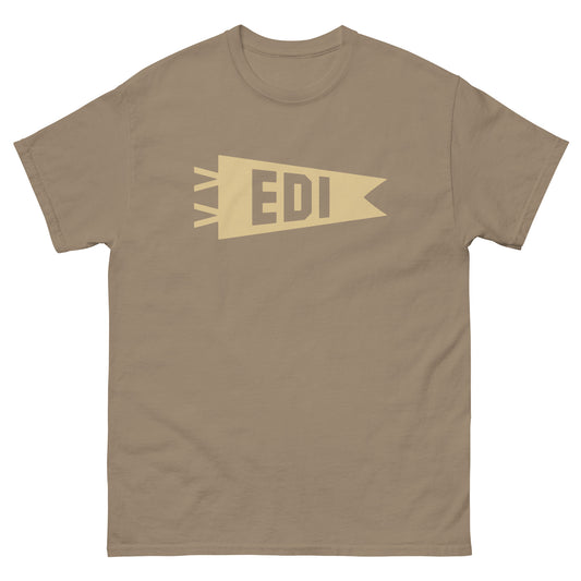 EDI Edinburgh Men's T-Shirt • Banner Design in Light Brown • YHM Designs - Image 02