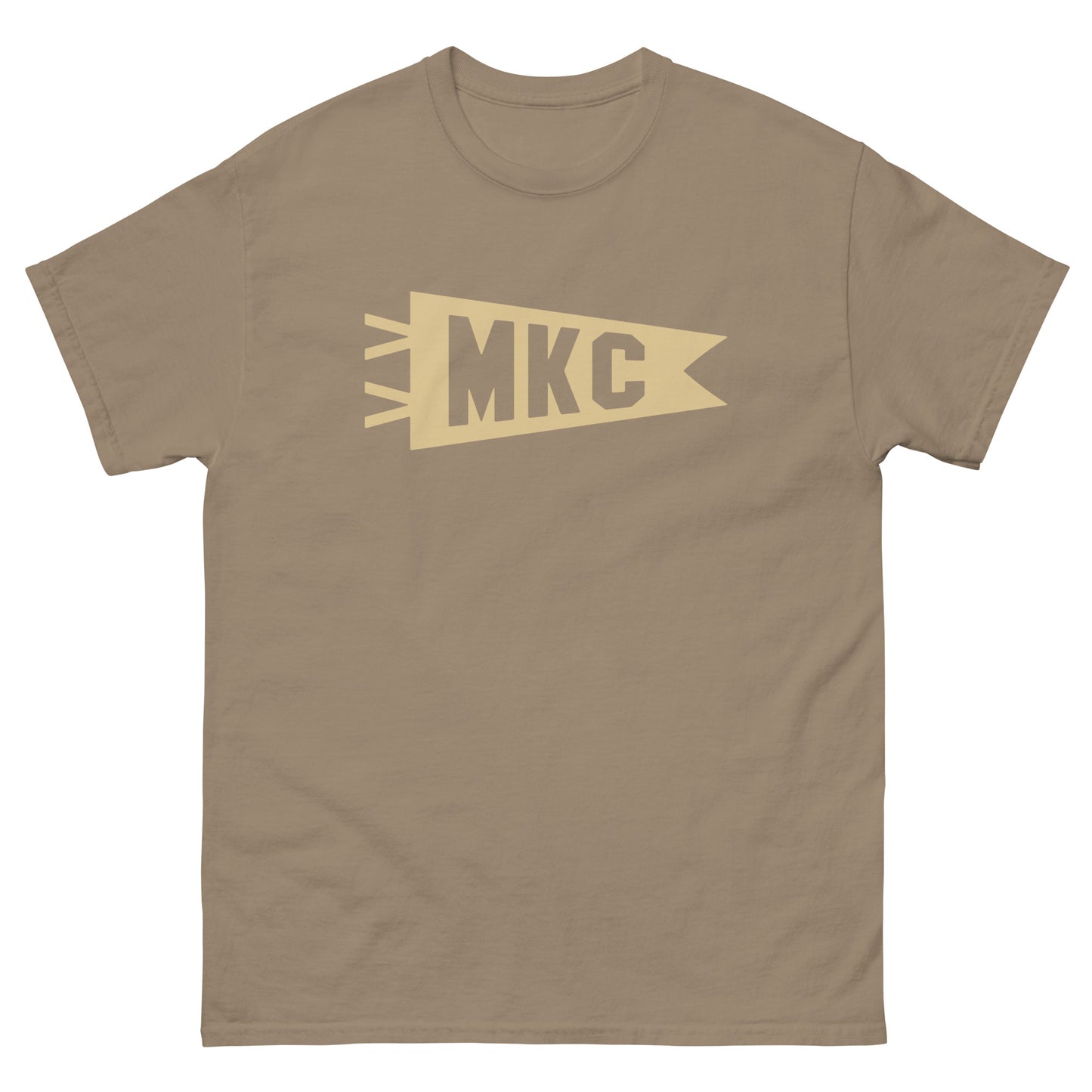 Airport Code Men's T-Shirt - Brown Graphic • MKC Kansas City • YHM Designs - Image 02