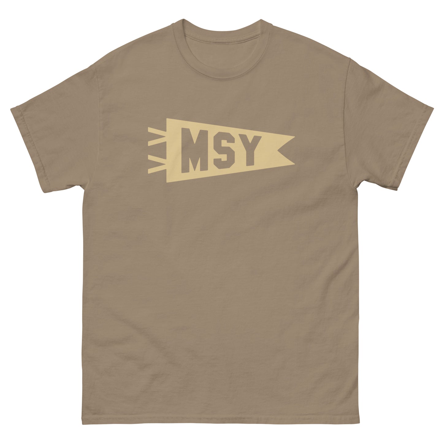 Airport Code Men's T-Shirt - Brown Graphic • MSY New Orleans Souvenir • YHM Designs - Image 02