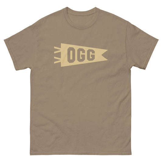 Airport Code Men's T-Shirt - Brown Graphic • OGG Maui • YHM Designs - Image 02