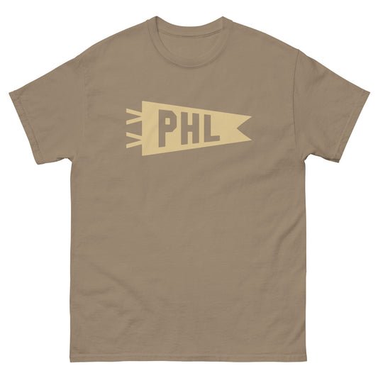 Airport Code Men's T-Shirt - Brown Graphic • PHL Philadelphia • YHM Designs - Image 02