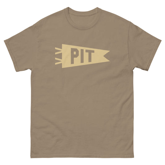 Airport Code Men's T-Shirt - Brown Graphic • PIT Pittsburgh • YHM Designs - Image 02