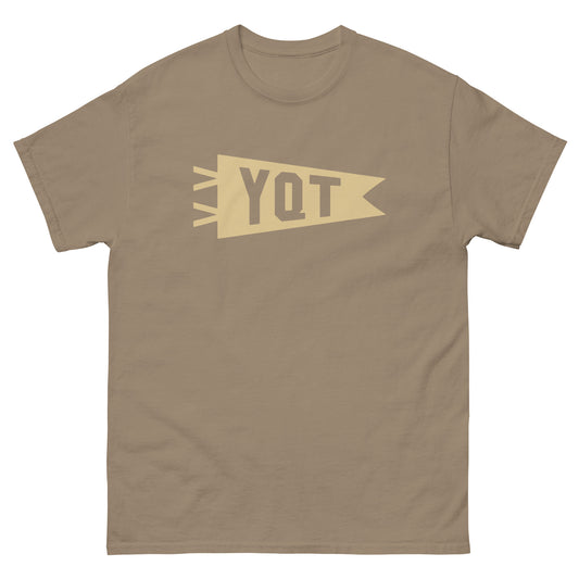 YQT Thunder Bay Men's T-Shirt • Banner Design in Light Brown • YHM Designs - Image 02
