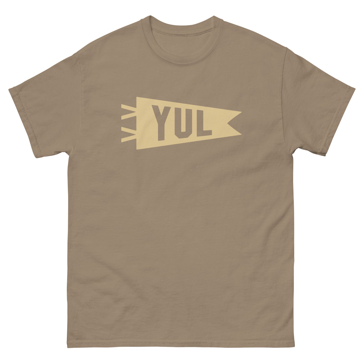 Airport Code Men's T-Shirt - Brown Graphic • YUL Montreal • YHM Designs - Image 02
