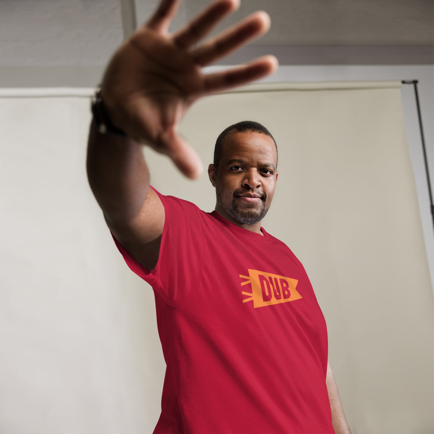 Airport Code Men's T-Shirt - Orange Graphic • DUB Dublin • YHM Designs - Image 07