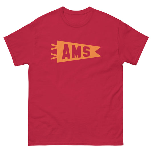 AMS Amsterdam Men's T-Shirt • Banner Design in Orange • YHM Designs - Image 01