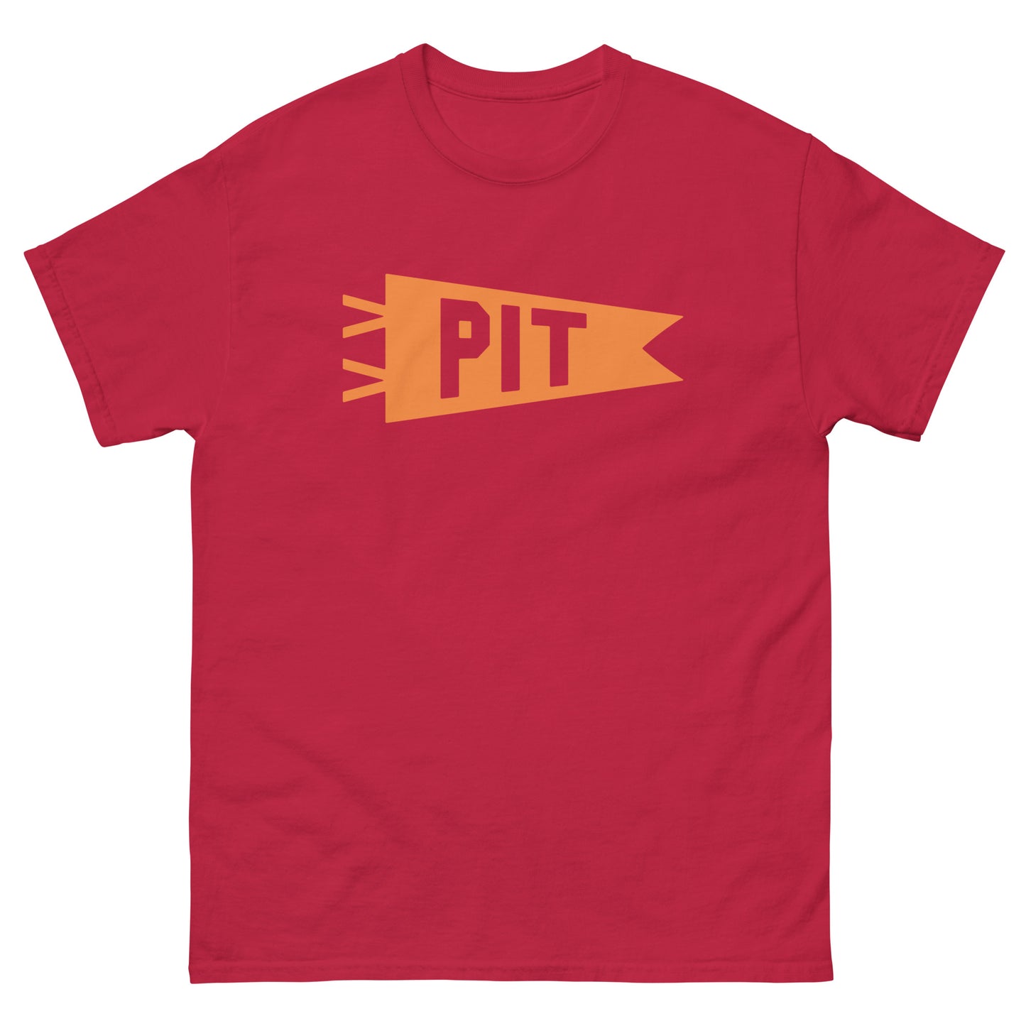 Airport Code Men's T-Shirt - Orange Graphic • PIT Pittsburgh Souvenir • YHM Designs - Image 01