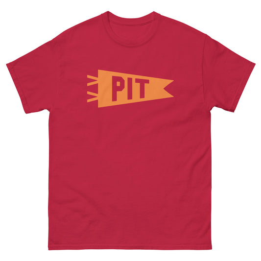 PIT Pittsburgh Men's T-Shirt • Banner Design in Orange • YHM Designs - Image 01