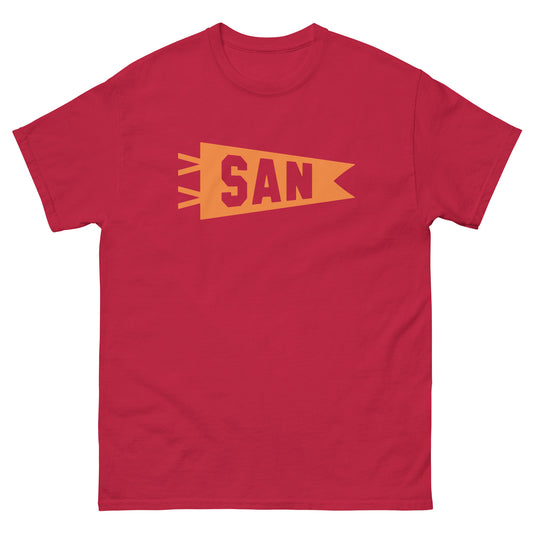 Airport Code Men's T-Shirt - Orange Graphic • SAN San Diego • YHM Designs - Image 01
