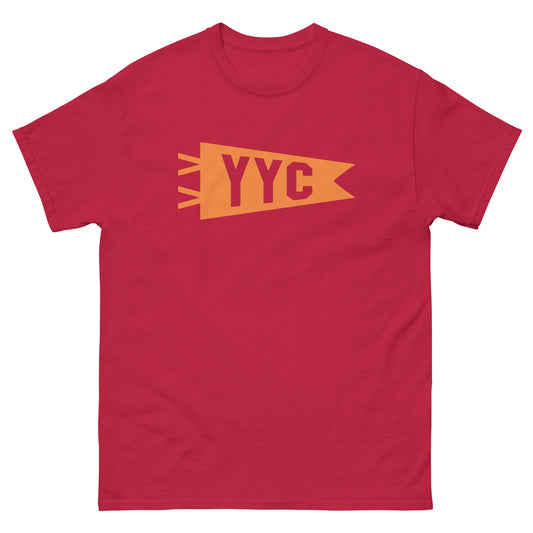 YYC Calgary Men's T-Shirt • Banner Design in Orange • YHM Designs - Image 01