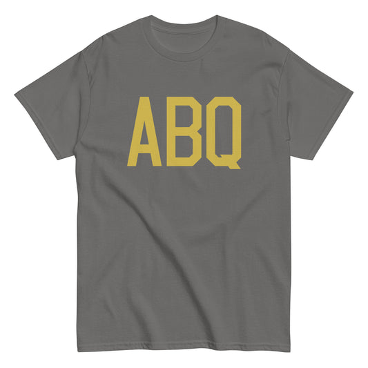 ABQ Albuquerque Men's T-Shirt • Air Force Lettering in Old Gold • YHM Designs - Image 01