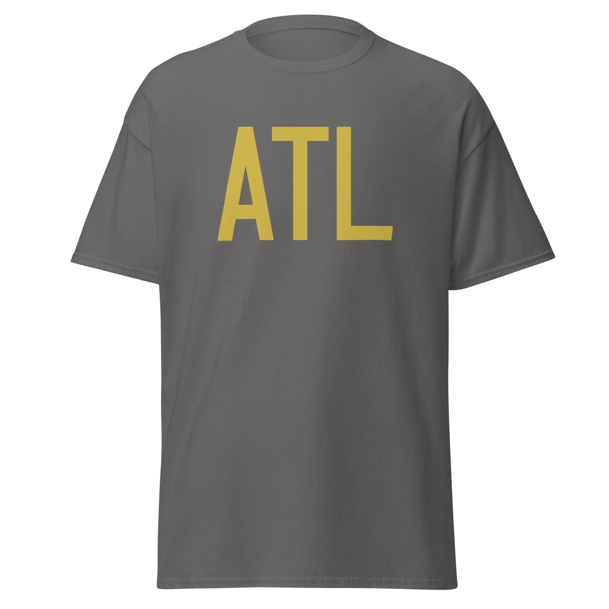 ATL Atlanta Men's T-Shirt • Air Force Lettering in Old Gold • YHM Designs - Image 05