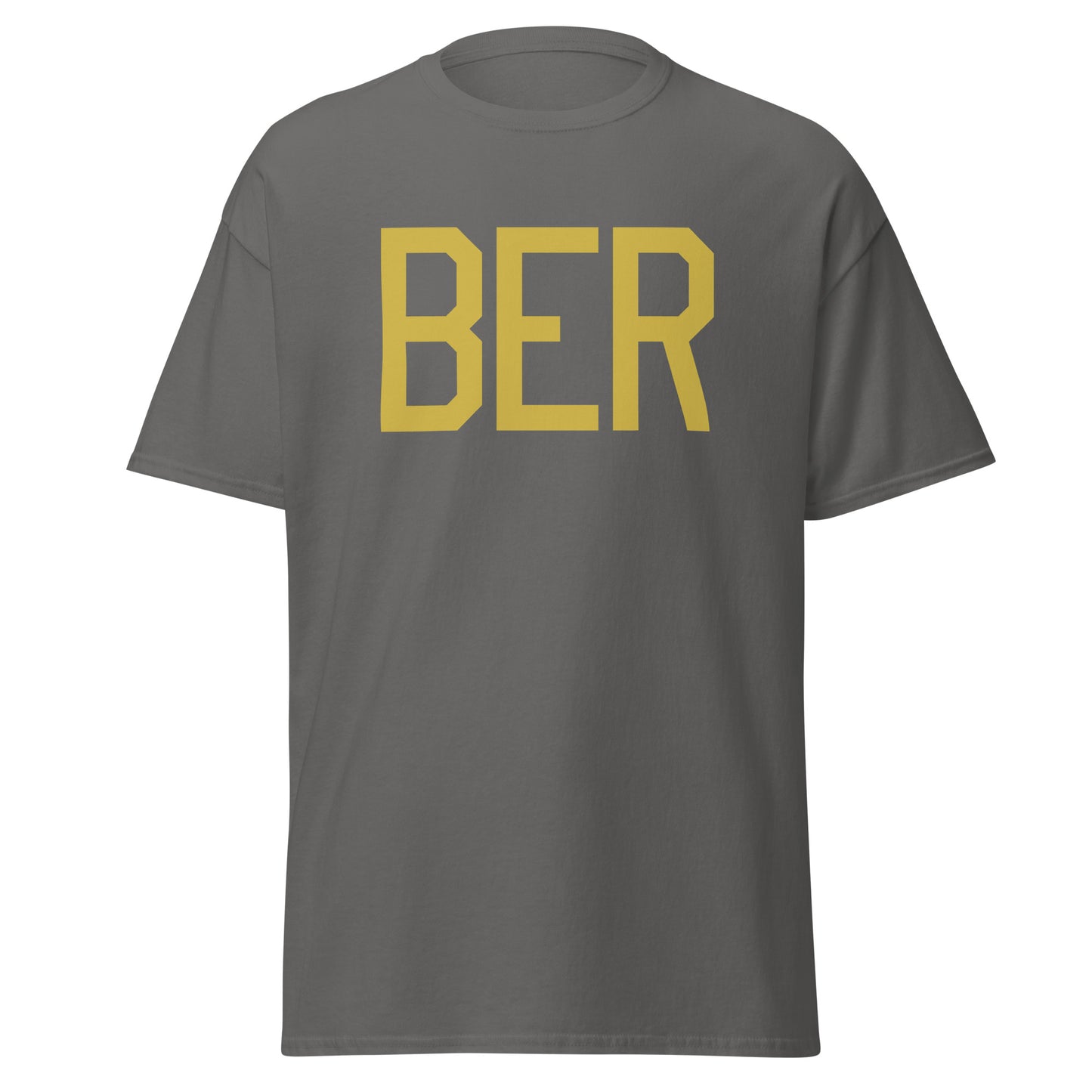 BER Berlin Men's T-Shirt • Air Force Lettering in Old Gold • YHM Designs - Image 05