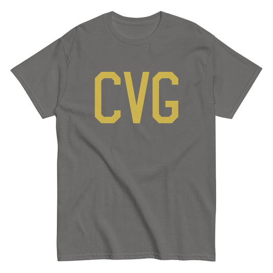 Aviation Enthusiast Men's Tee - Old Gold Graphic • CVG Cincinnati • YHM Designs - Image 01