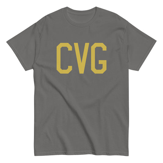 CVG Cincinnati Men's T-Shirt • Air Force Lettering in Old Gold • YHM Designs - Image 01