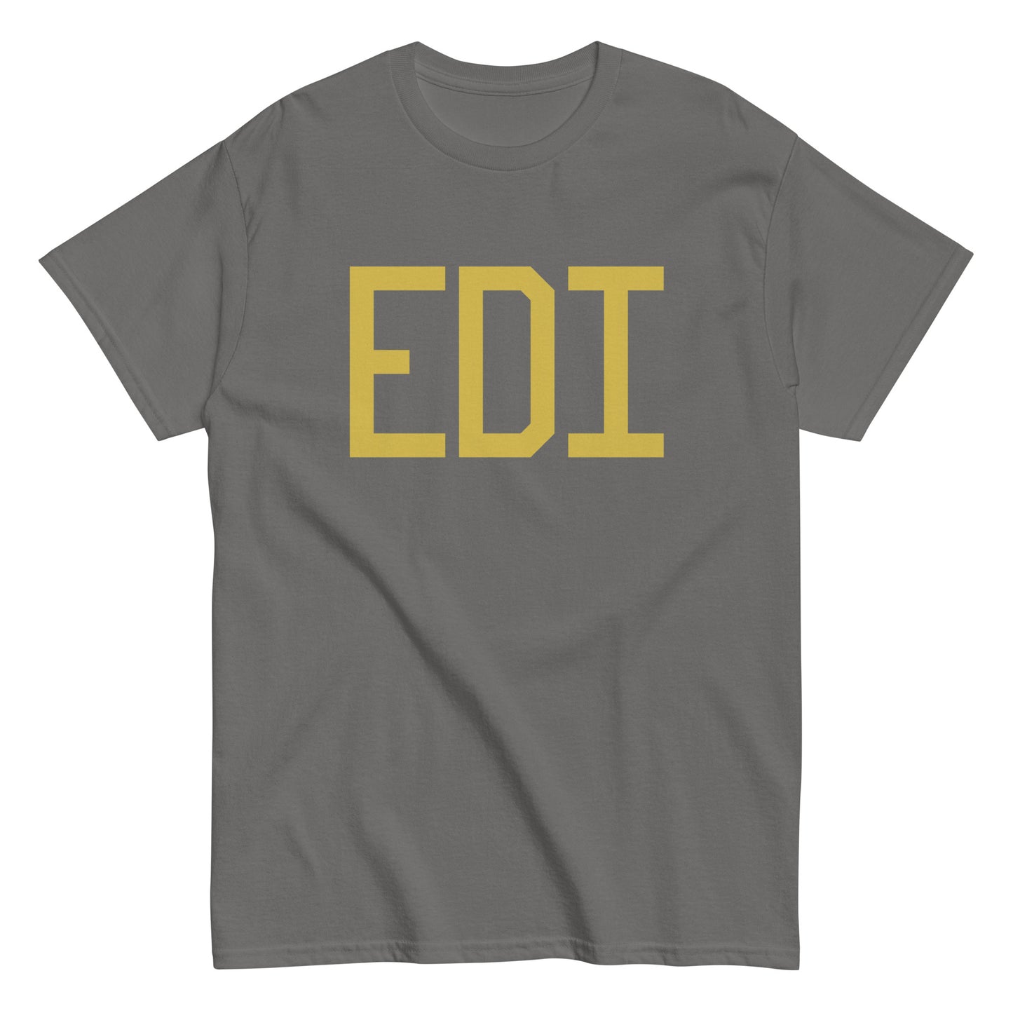 EDI Edinburgh Men's T-Shirt • Air Force Lettering in Old Gold • YHM Designs - Image 01