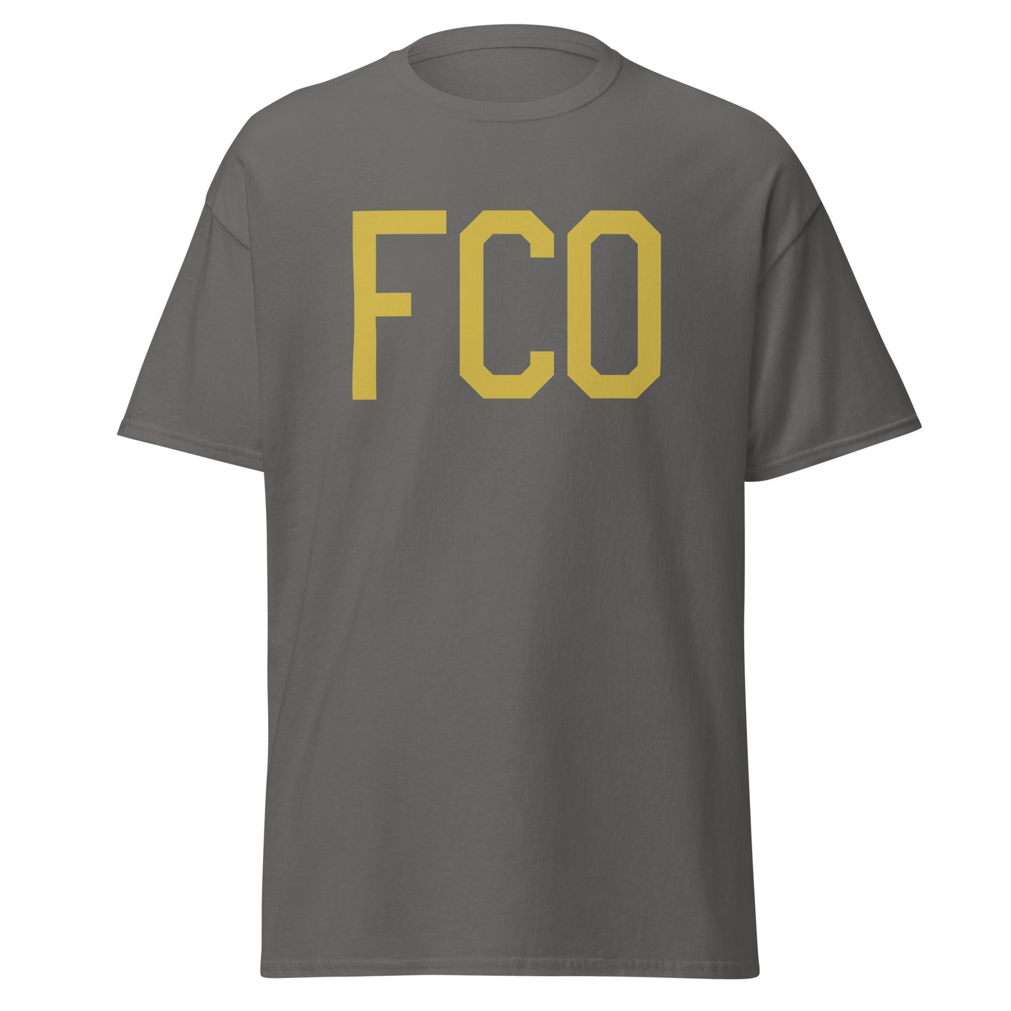 Aviation Enthusiast Men's Tee - Old Gold Graphic • FCO Rome • YHM Designs - Image 05