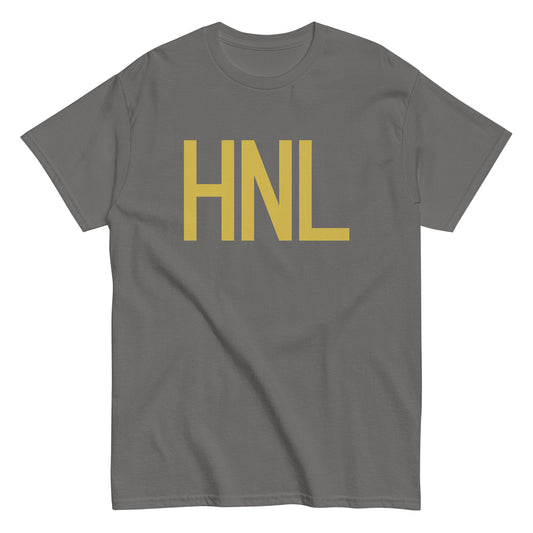 Aviation Enthusiast Men's Tee - Old Gold Graphic • HNL Honolulu • YHM Designs - Image 01
