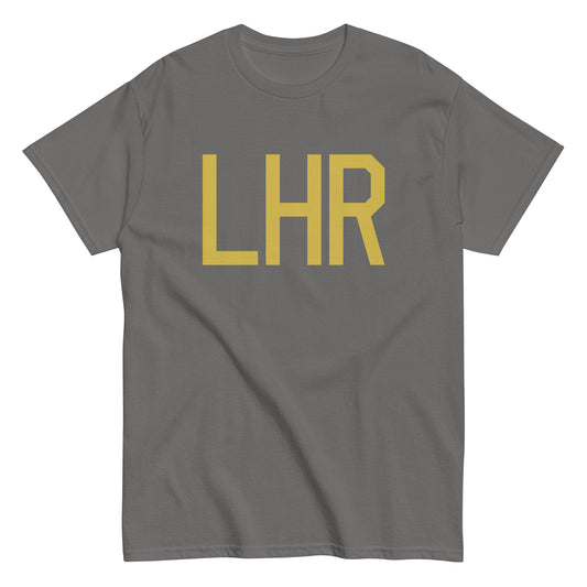 Aviation Enthusiast Men's Tee - Old Gold Graphic • LHR London • YHM Designs - Image 01