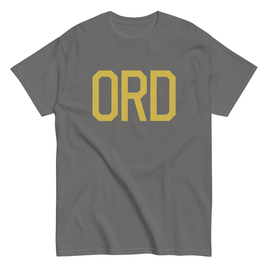 ORD Chicago Men's T-Shirt • Air Force Lettering in Old Gold • YHM Designs - Image 01