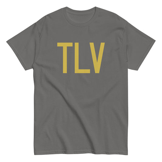 TLV Tel Aviv Men's T-Shirt • Air Force Lettering in Old Gold • YHM Designs - Image 01