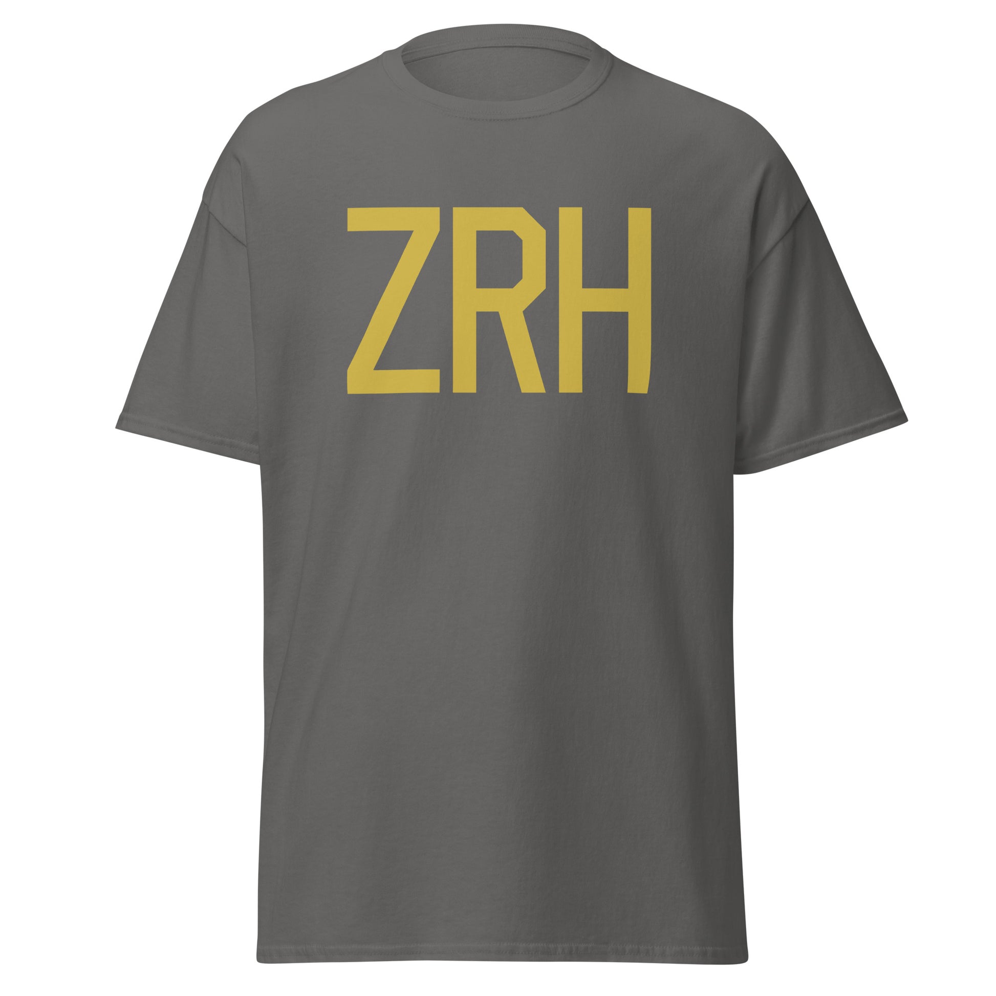 Aviation Enthusiast Men's Tee - Old Gold Graphic • ZRH Zurich • YHM Designs - Image 05