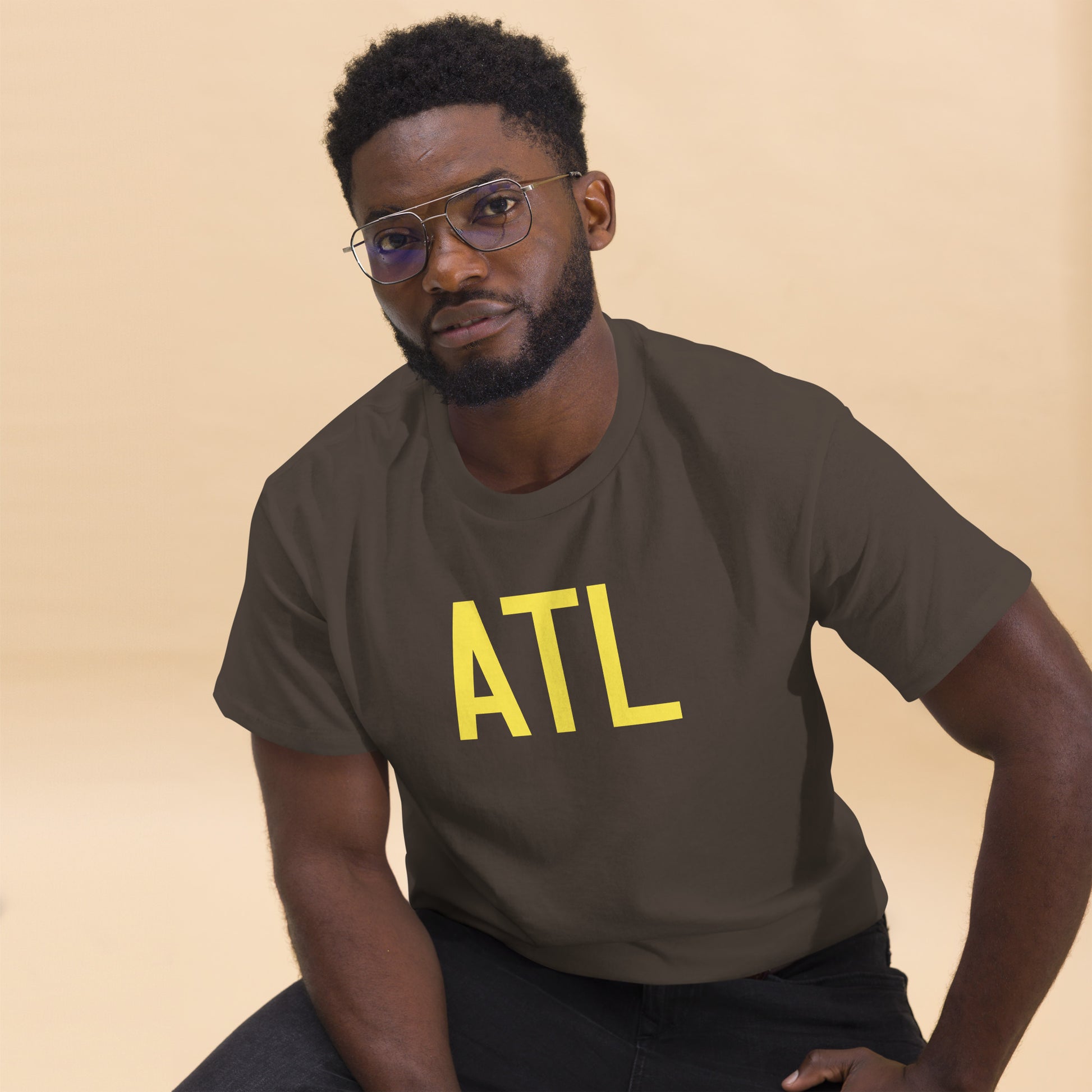 Aviation-Theme Men's T-Shirt - Yellow Graphic • ATL Atlanta • YHM Designs - Image 03