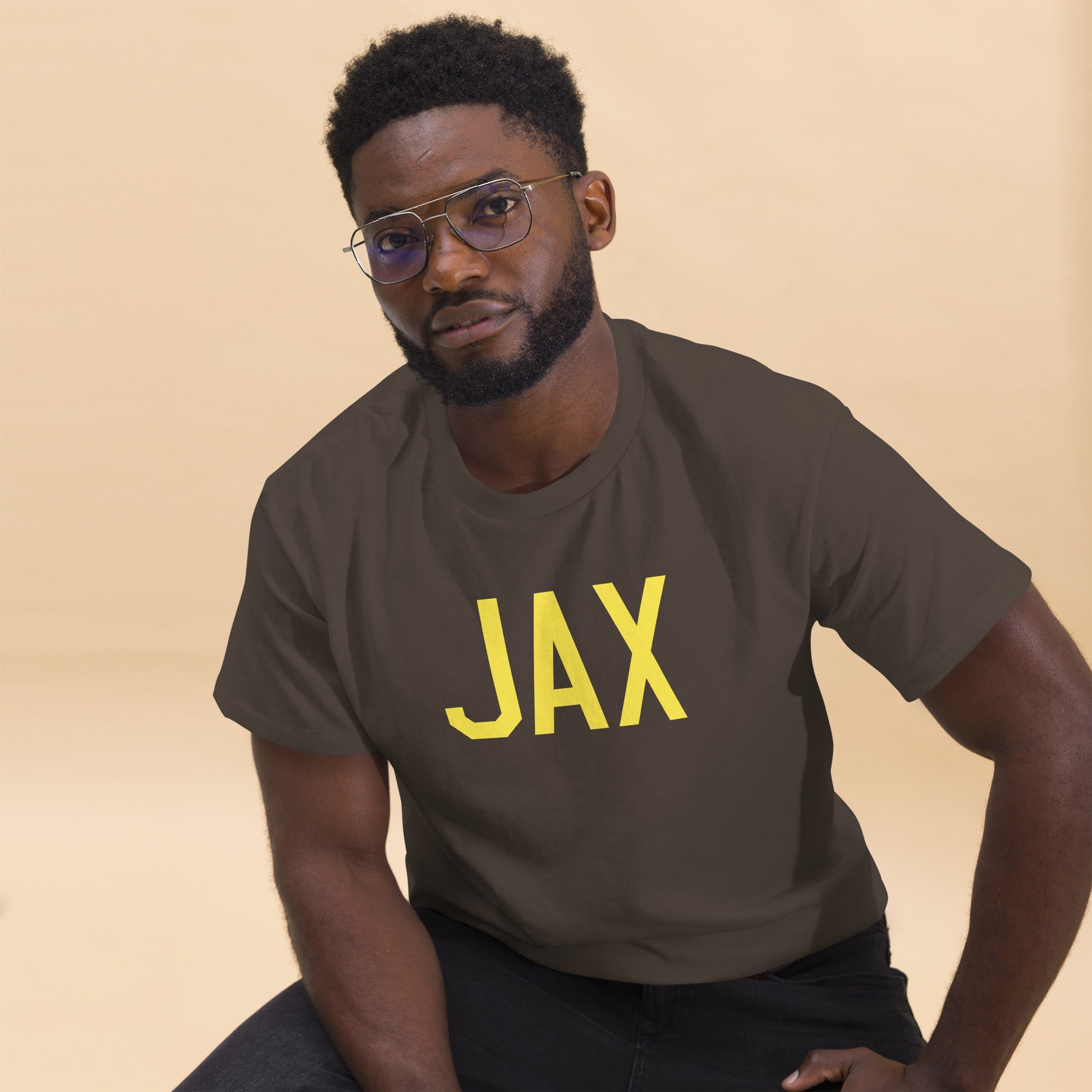 Aviation-Theme Men's T-Shirt - Yellow Graphic • JAX Jacksonville • YHM Designs - Image 03