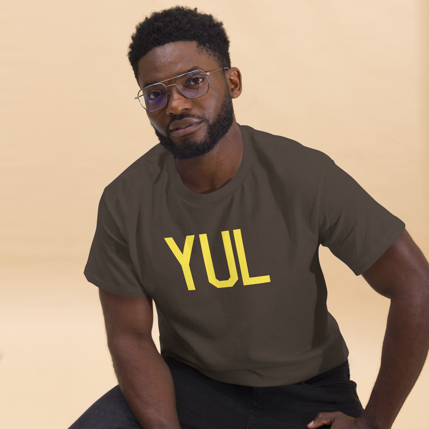 Aviation-Theme Men's T-Shirt - Yellow Graphic • YUL Montreal • YHM Designs - Image 03