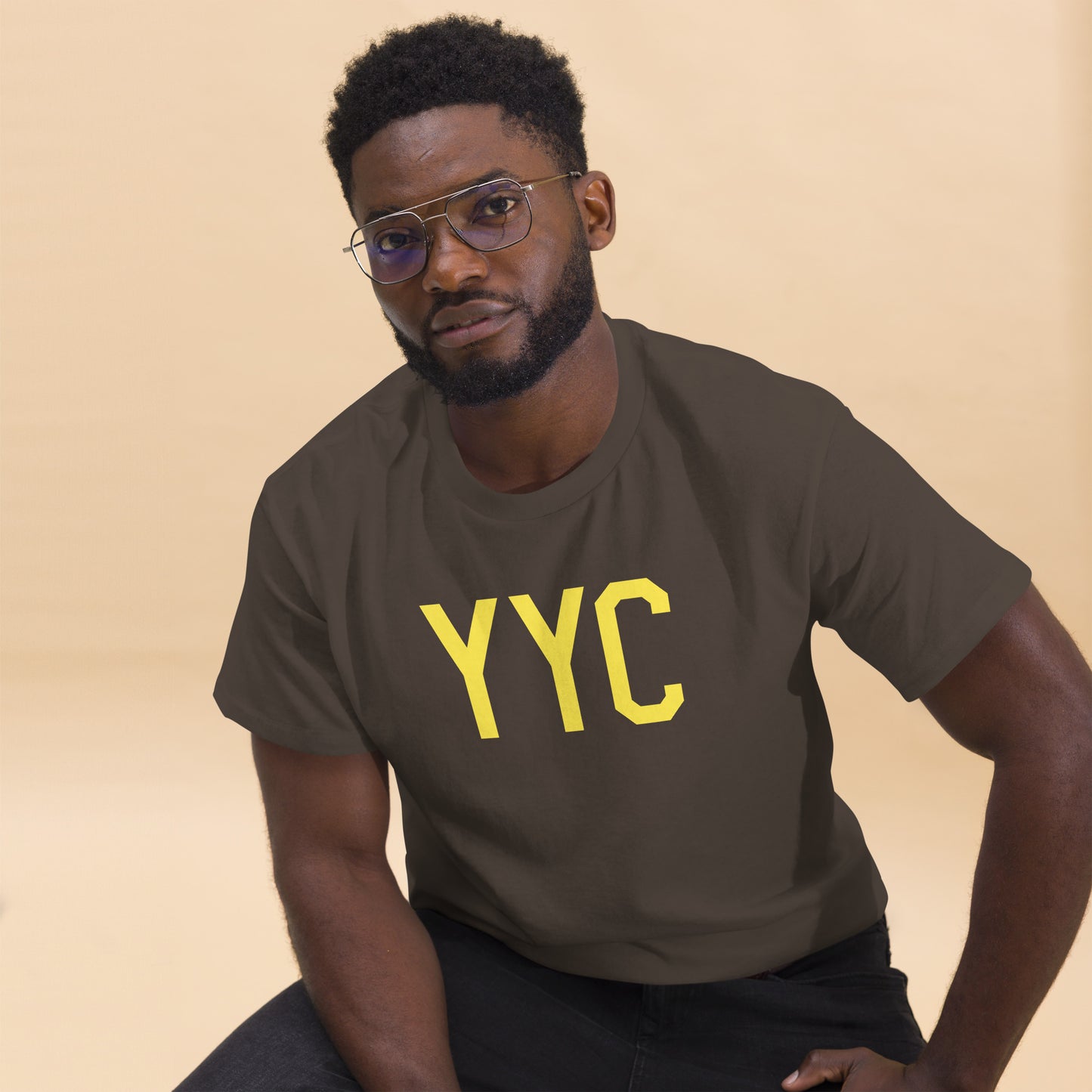 Aviation-Theme Men's T-Shirt - Yellow Graphic • YYC Calgary • YHM Designs - Image 03