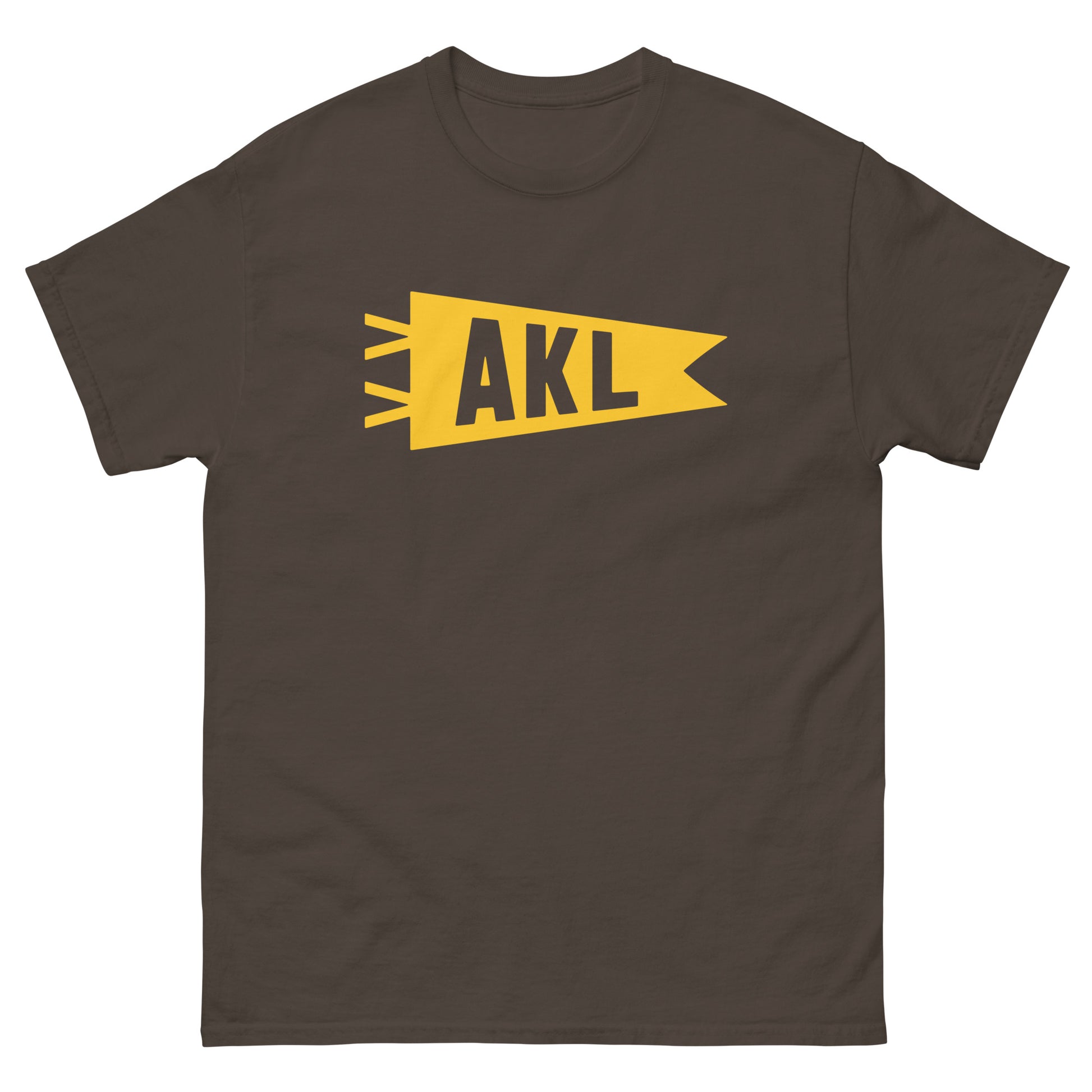 AKL Auckland Men's T-Shirt • Banner Design in Yellow • YHM Designs - Image 01