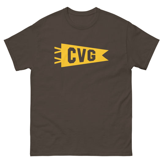 Airport Code Men's T-Shirt - Yellow Graphic • CVG Cincinnati • YHM Designs - Image 01