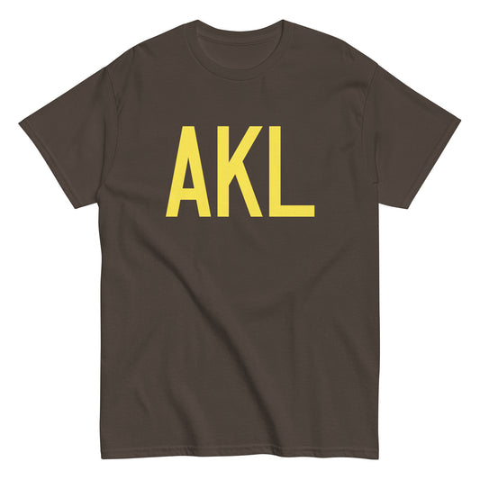 AKL Auckland Men's T-Shirt • Air Force Lettering in Yellow • YHM Designs - Image 01