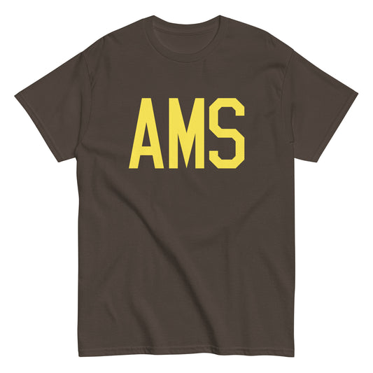 AMS Amsterdam Men's T-Shirt • Air Force Lettering in Yellow • YHM Designs - Image 01