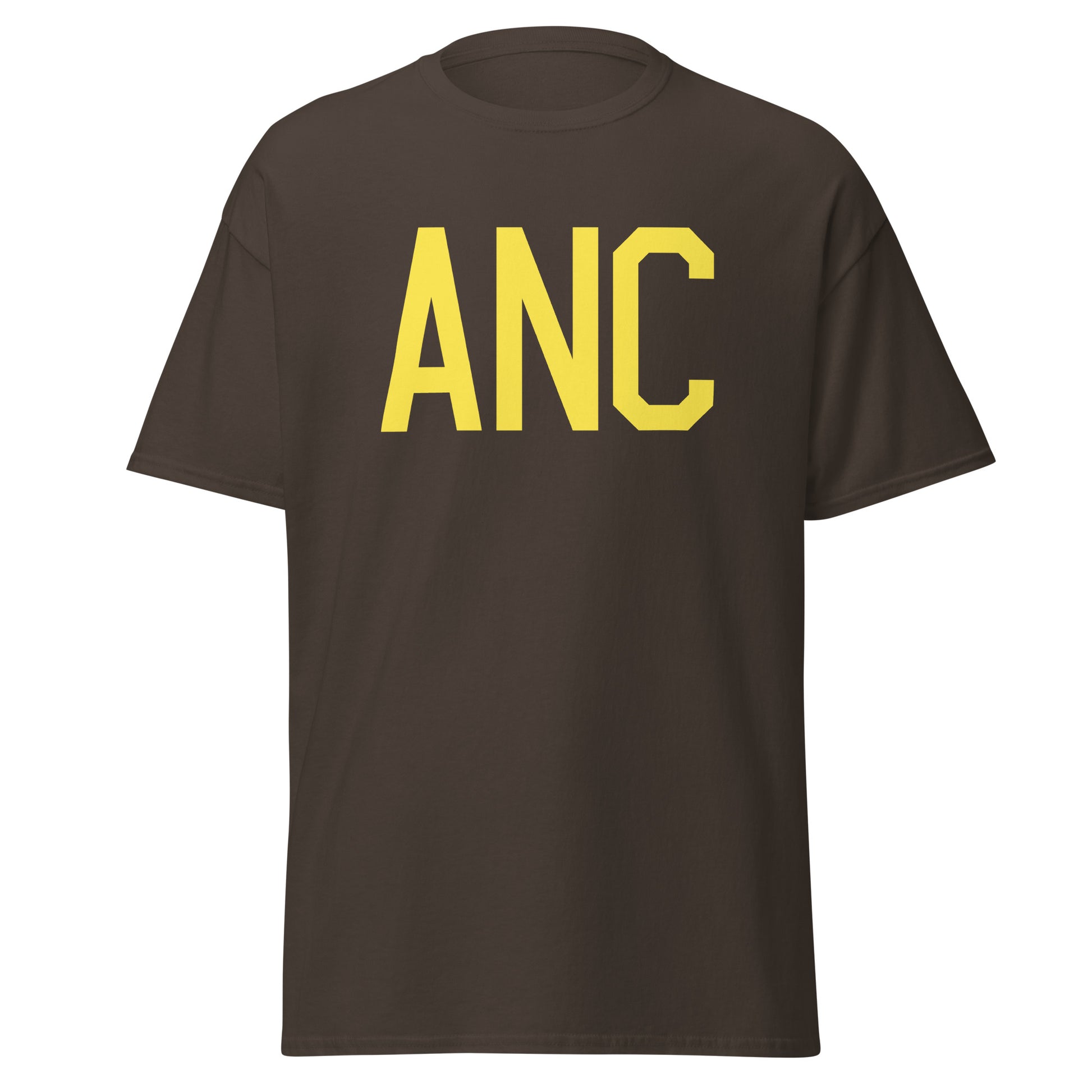 ANC Anchorage Men's T-Shirt • Air Force Lettering in Yellow • YHM Designs - Image 05