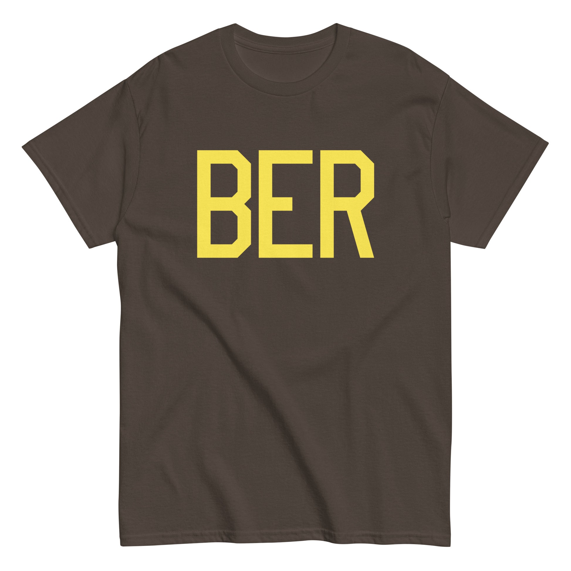 BER Berlin Men's T-Shirt • Air Force Lettering in Yellow • YHM Designs - Image 01