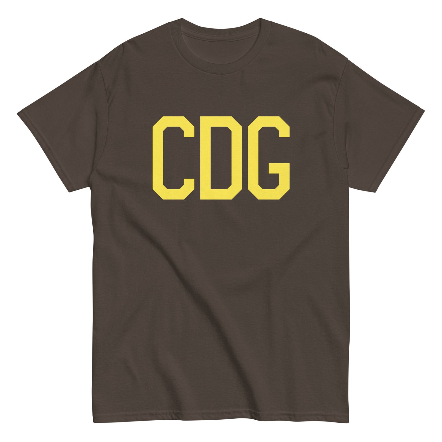 CDG Paris Men's T-Shirt • Air Force Lettering in Yellow • YHM Designs - Image 01