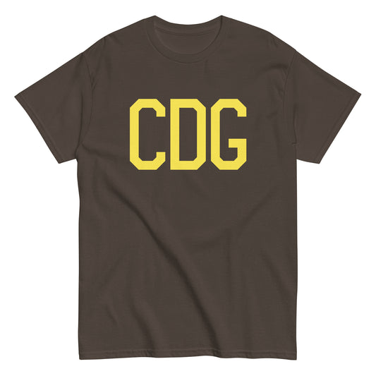 CDG Paris Men's T-Shirt • Air Force Lettering in Yellow • YHM Designs - Image 01