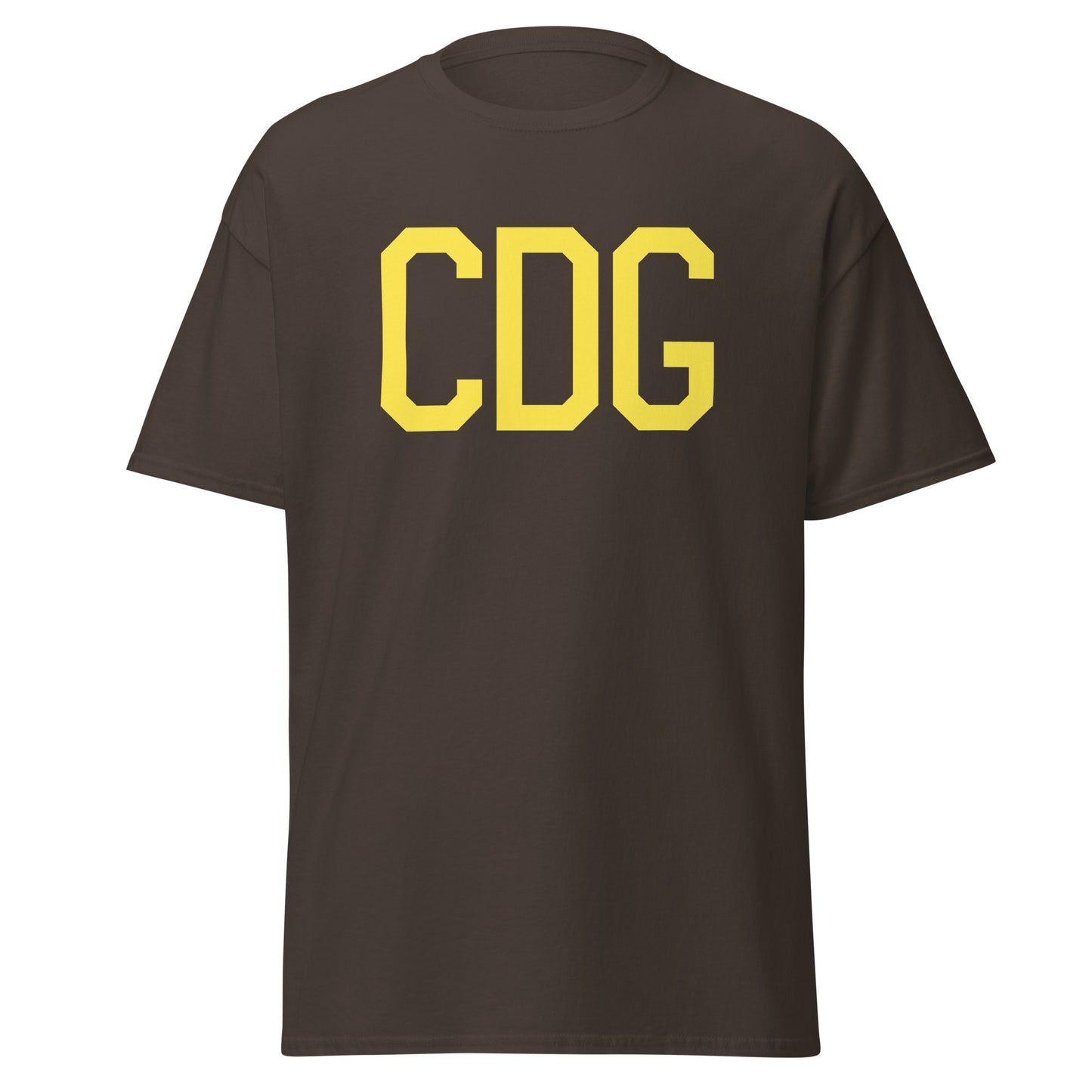 CDG Paris Men's T-Shirt • Air Force Lettering in Yellow • YHM Designs - Image 05