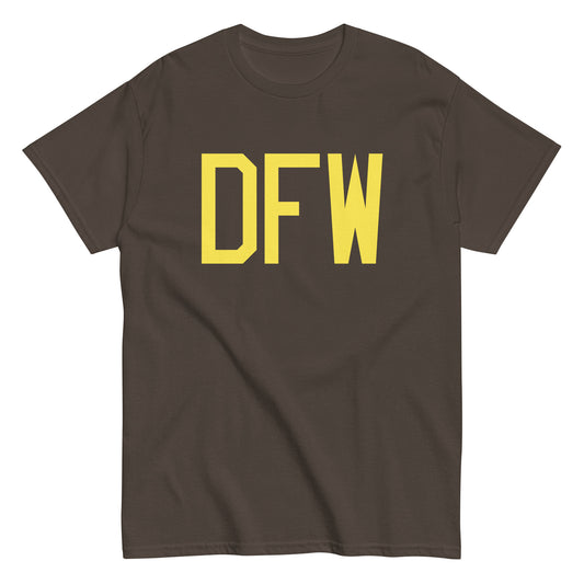 DFW Dallas Men's T-Shirt • Air Force Lettering in Yellow • YHM Designs - Image 01