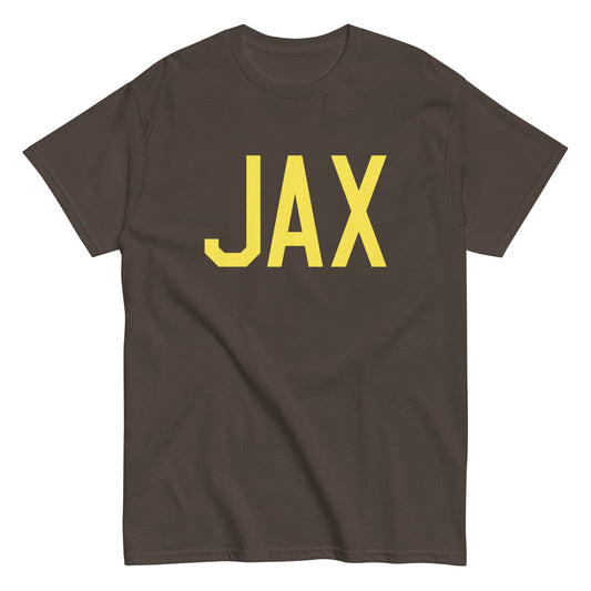 JAX Jacksonville Men's T-Shirt • Air Force Lettering in Yellow • YHM Designs - Image 01