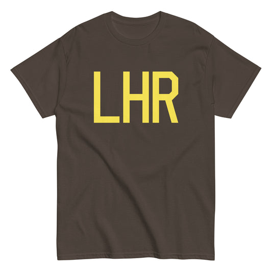 Aviation-Theme Men's T-Shirt - Yellow Graphic • LHR London • YHM Designs - Image 01