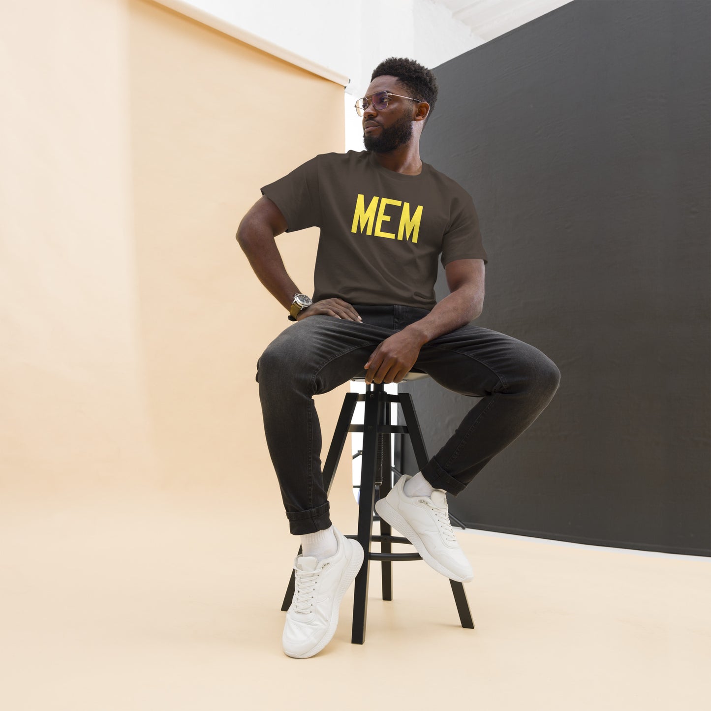 Aviation-Theme Men's T-Shirt - Yellow Graphic • MEM Memphis • YHM Designs - Image 04