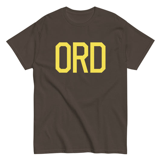 ORD Chicago Men's T-Shirt • Air Force Lettering in Yellow • YHM Designs - Image 01