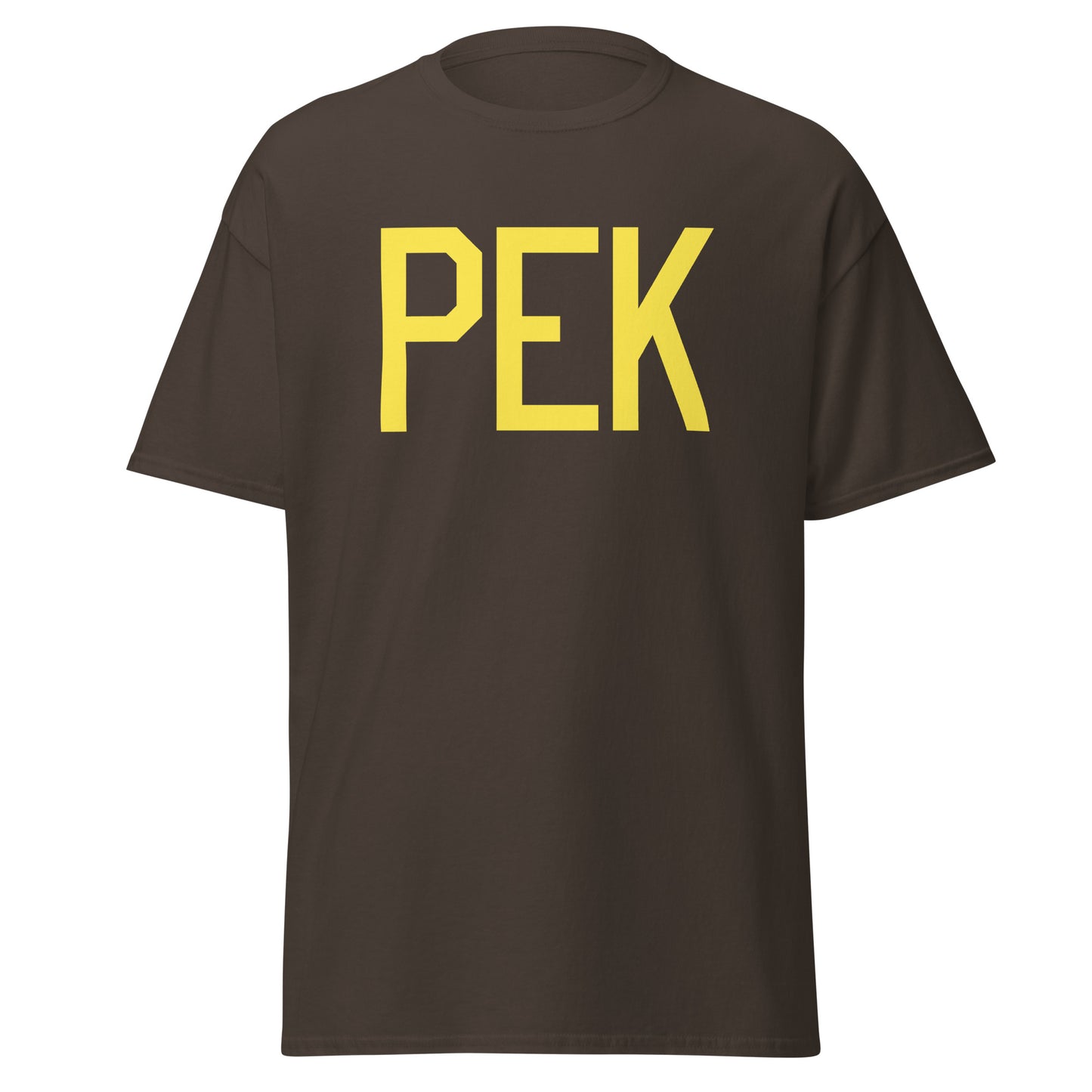 PEK Beijing Men's T-Shirt • Air Force Lettering in Yellow • YHM Designs - Image 05