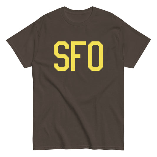 Aviation-Theme Men's T-Shirt - Yellow Graphic • SFO San Francisco • YHM Designs - Image 01