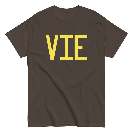 VIE Vienna Men's T-Shirt • Air Force Lettering in Yellow • YHM Designs - Image 01