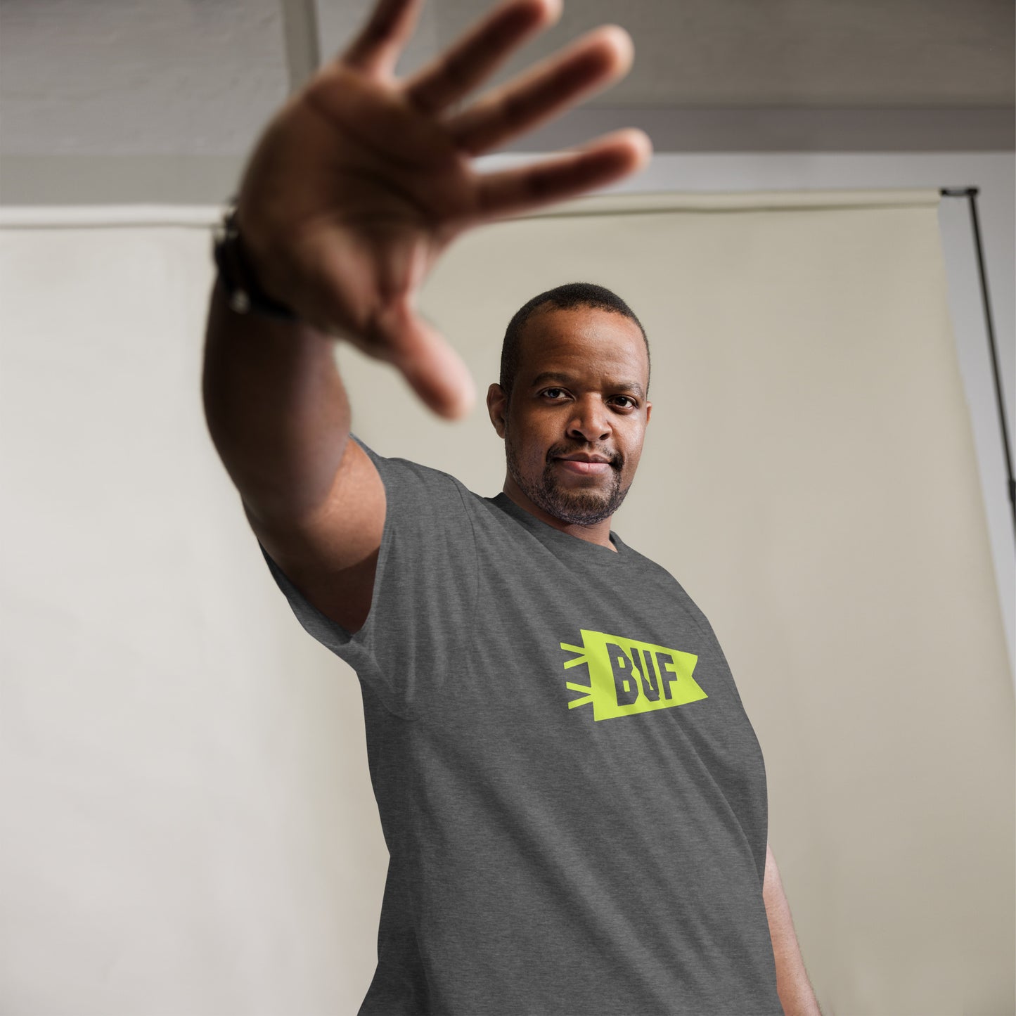 Airport Code Men's T-Shirt - Green Graphic • BUF Buffalo • YHM Designs - Image 07