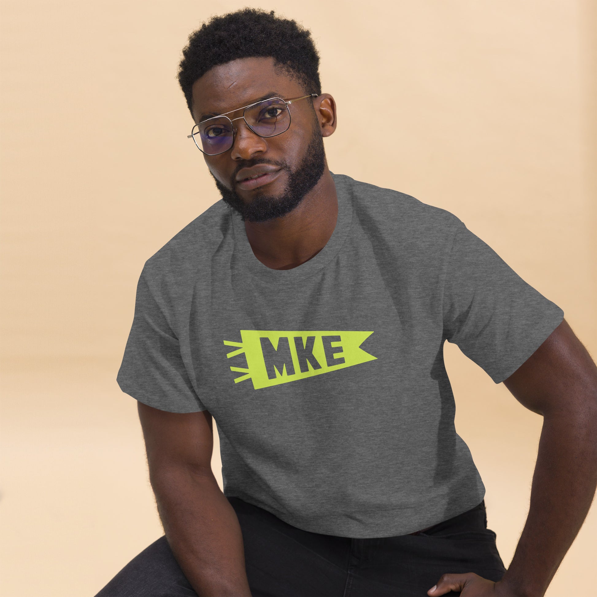 Airport Code Men's T-Shirt - Green Graphic • MKE Milwaukee • YHM Designs - Image 08