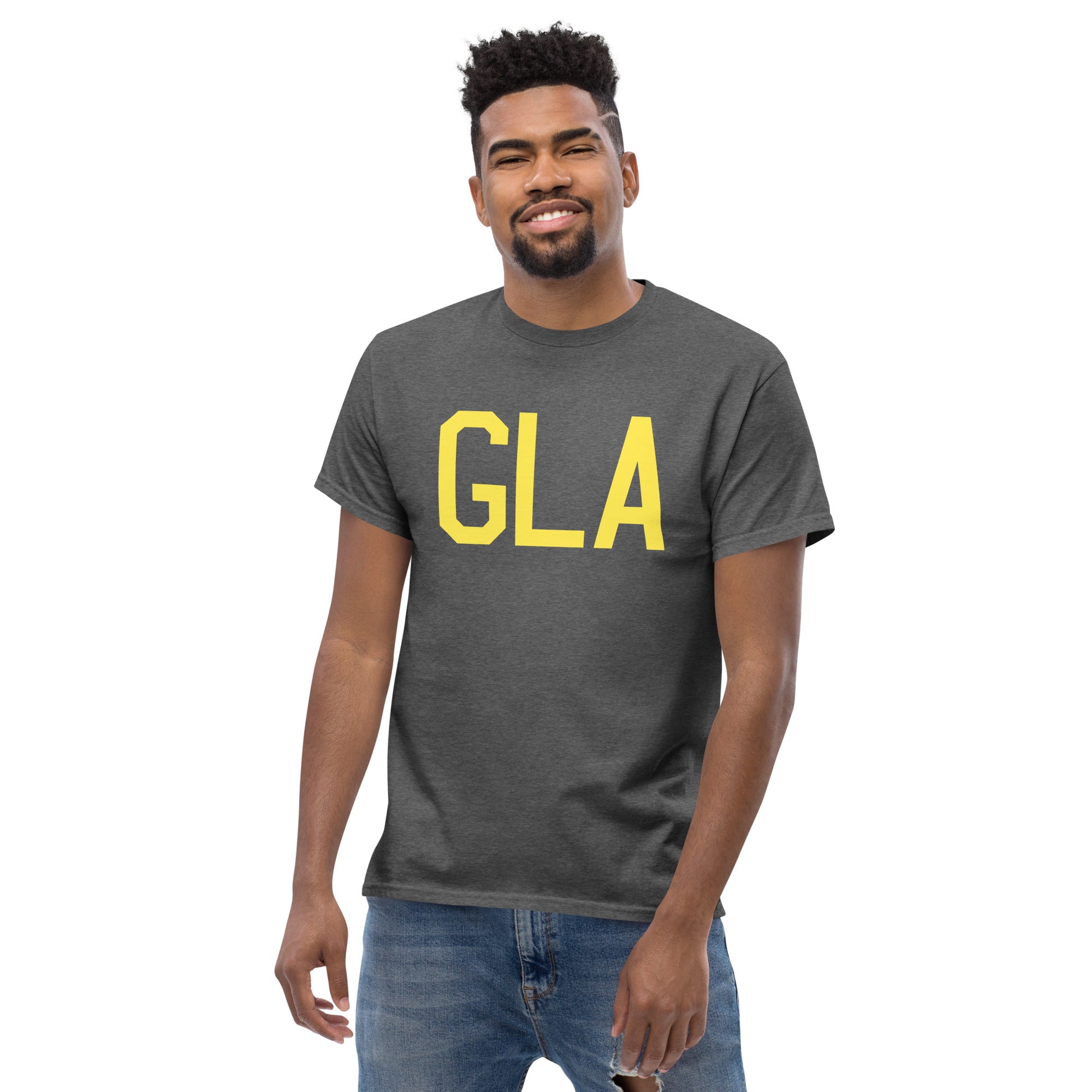 Aviation-Theme Men's T-Shirt - Yellow Graphic • GLA Glasgow • YHM Designs - Image 06